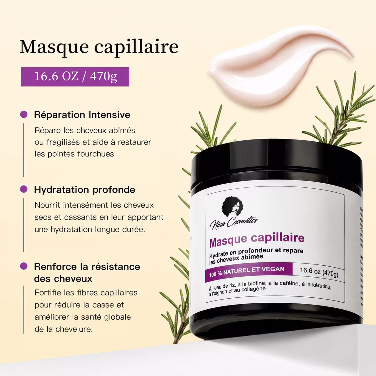 Masque capillaire réparateur premium Niwa Cosmetics